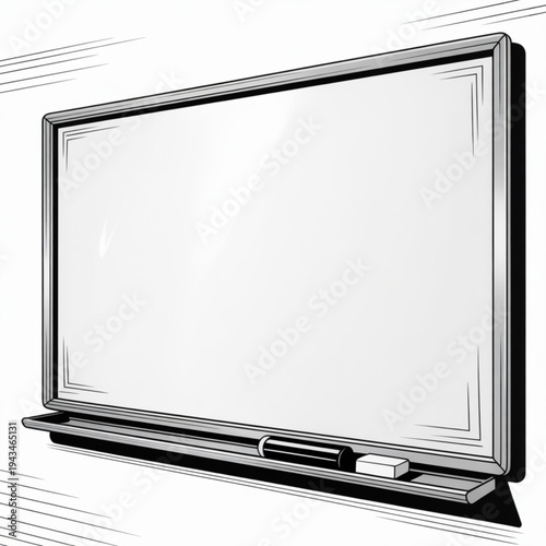 Illustration of a blank whiteboard with markers on a stand