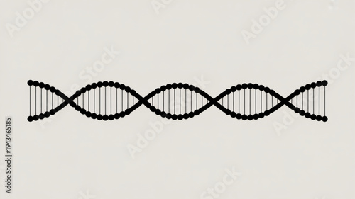 Illustration of a DNA double helix structure in a neutral scientific background, viewed horizontally across the center