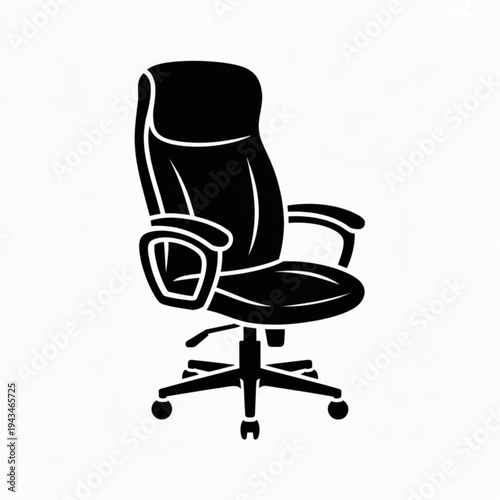 Showcasing a sleek black and white office chair silhouette in a minimalist office setting
