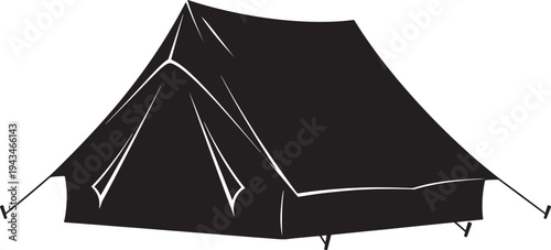 Simple Black Silhouette of a Classic Camping Tent for Outdoor Adventure and Recreation Graphics