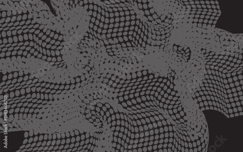 Polka dot wave halftone pattern. Gradient dots background. Modern vector illustration. Abstract curves. Points backdrop. Wavy dotted spotted 
pattern. Monochrome wide template for web design