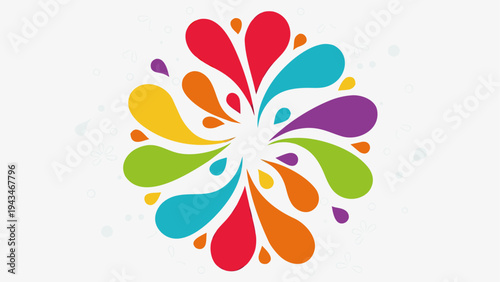 Vibrant abstract flower design with colorful petals radiating outward