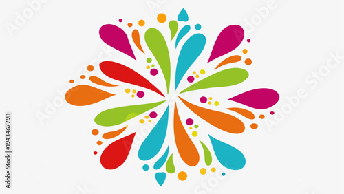 Vibrant abstract flower design with colorful petals radiating outward