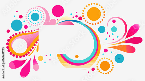 Colorful abstract floral arrangement with vibrant swirls and circular patterns