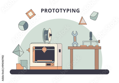 3D printer and tools for prototyping and manufacturing in a modern workshop setting
