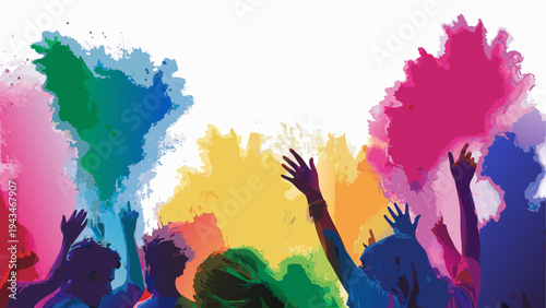 Colorful powder explosion in a vibrant celebration atmosphere