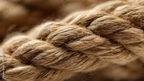 Close-up of Braided Natural Fiber Rope Texture