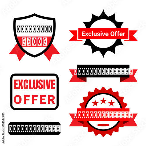 Creative designs for exclusive offer promotions and marketing badges