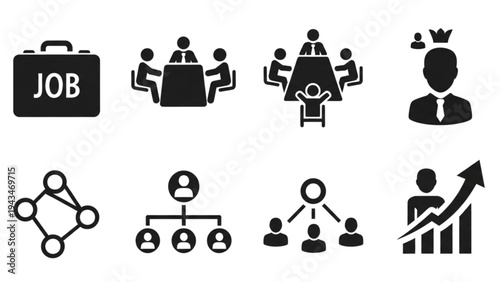 Vector icon sheet of business people and job related symbols