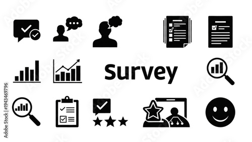Vector Icon Sheet of Survey and Data Analysis Vector Icons