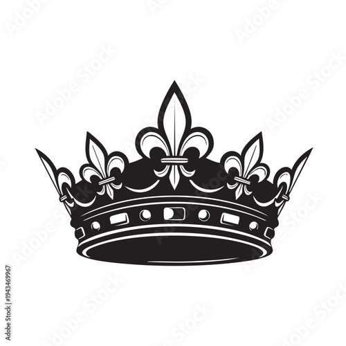 An illustration of a vintage fleur-de-lis crown on a white background