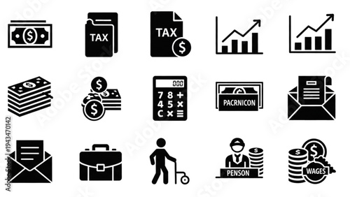 Vector icon sheet of business and finance symbols and signs