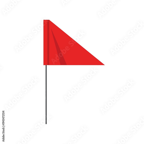 Simple graphic illustration of a red triangular flag on a black pole, perfect for signaling or indicating a specific point
