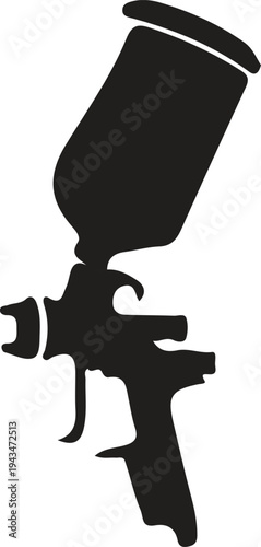 Black silhouette of a professional automotive spray gun isolated on a white background.