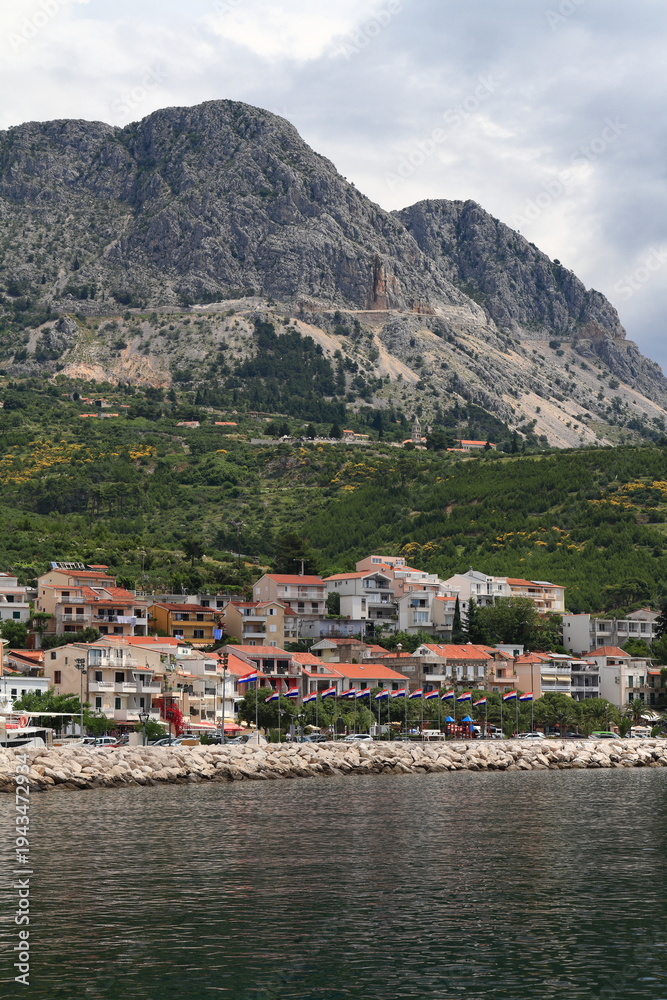 Fototapeta premium Picturesque Bay in Croatia, Featuring Azure Adriatic Waters, Marina