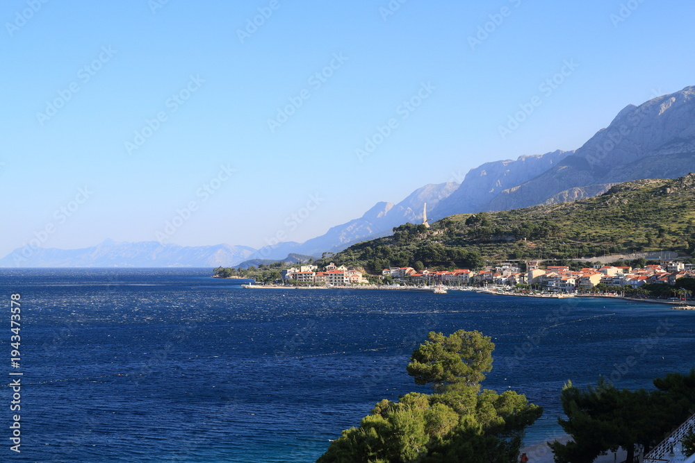 Fototapeta premium Picturesque Bay in Croatia, Featuring Azure Adriatic Waters, Marina