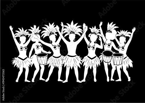 carnaval, mujer, plumas, brasil, vector, tatuaje, dragones, ilustración, silueta, animal, símbolo, ave, negro, designio, aguilas, arte, administrar, tribal, fantasía, caballo, dibujos animados, firmar