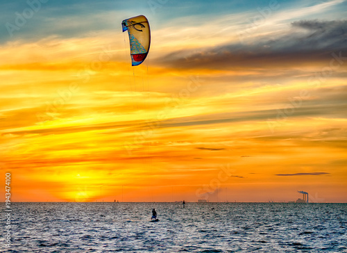 Kite Surfer at Sunrise on Tampa Bay
