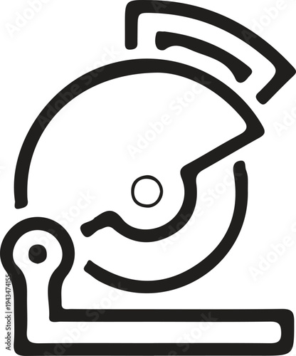 A simple black and white line icon of a circular saw tool used for woodworking and construction