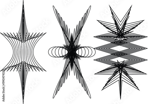 Abstract Geometric Patterns with Symmetrical Lines and Shapes Vector

