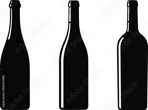 A single isolated vector illustration of a blank red wine bottle and glass with a green cork and label, perfect for a bar beverage or celebration object