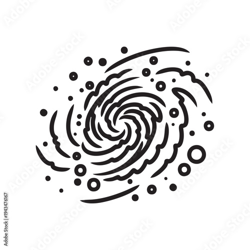 Illustration of a Swirling Galaxy with Stars and Nebulae in a Cosmic Dance