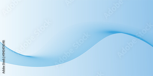 Deep sky blue gradient abstract background with stripes curve line vector image