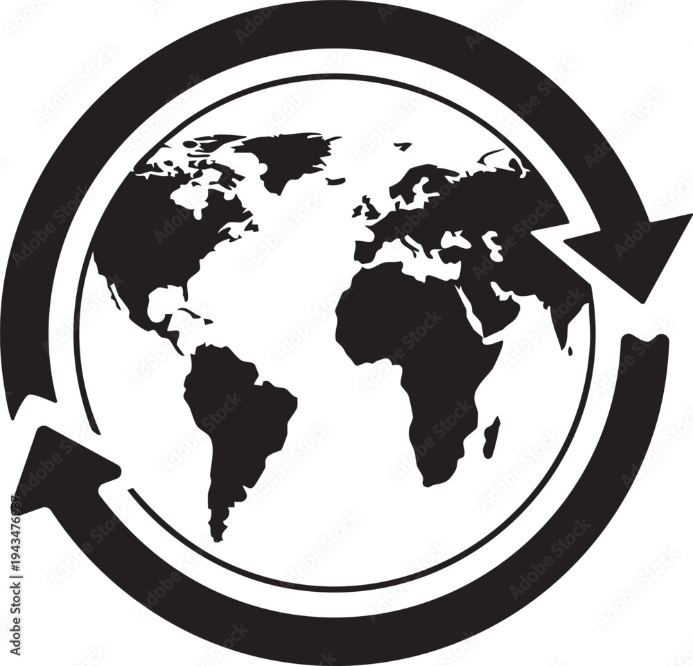 Obraz premium Global Recycling and Sustainability Icon: Earth Protection and Ecology Symbol