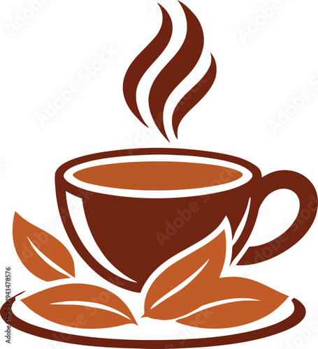 leaves symbol representing herbal drink and organic beverage concept. Perfect for tea shop, cafe, natural drink brand and healthy