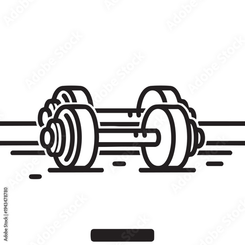 Line art graphic of a dumbbell, representing strength, exercise, and the journey to a healthier self