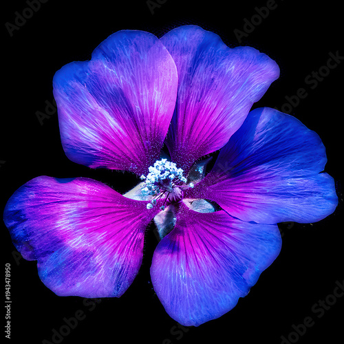 Hibiscus flower under Ultraviolet Light