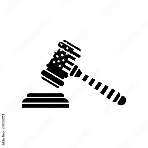 American law gavel and sound block icon.