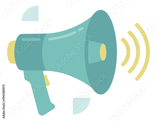 Flat illustration of a megaphone depicting announcement and broadcasting for marketing and promotion design