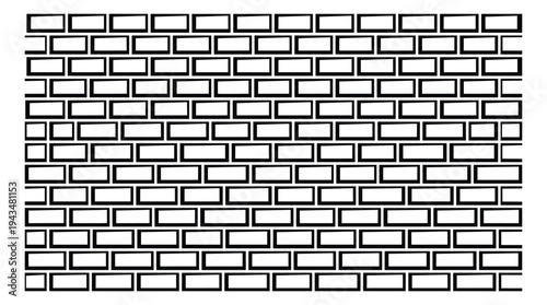 Outline illustration of seamless brick wall pattern depicting repeating masonry texture for architecture and construction design