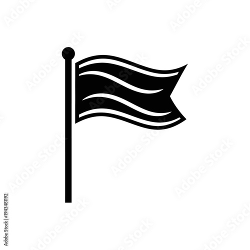 Simple black flag waving on a pole.