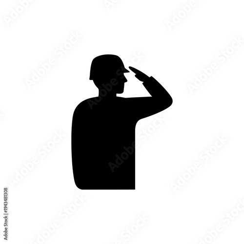 Silhouette of a soldier saluting.