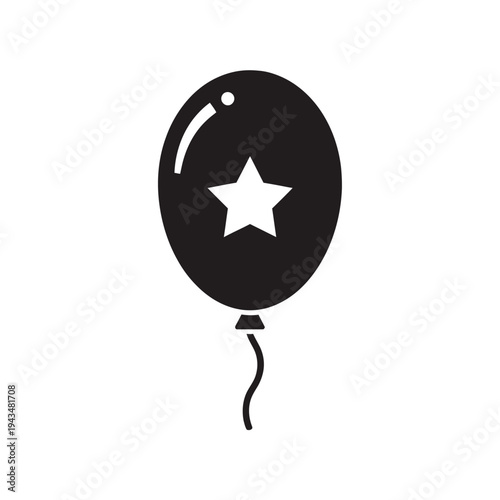 Black balloon with white star symbol.
