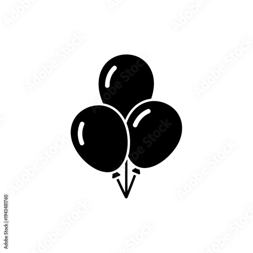 Three black balloons tied together.