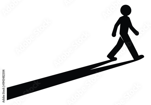 Silhouette illustration of walking person depicting long shadow figure for business and motivation design