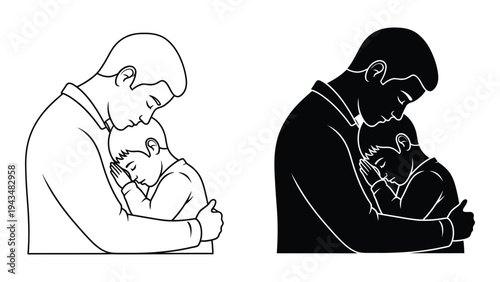 A man holding a baby in his arms