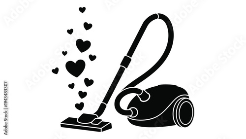 A vacuum cleaner with hearts coming out of it