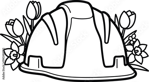 May day floral wreath with traditional costume elements