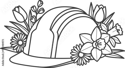 May day floral hat illustration for spring celebrations and labor day