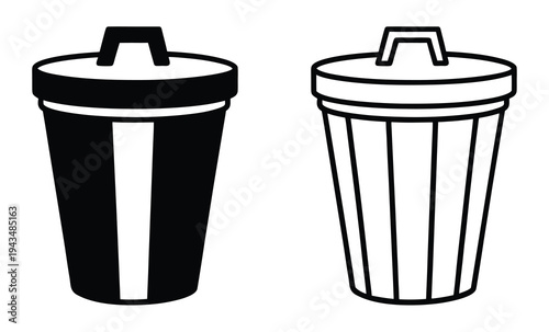Trash can vector icon, bin symbol design, garbage container outline style, recycle basket logo
