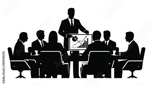 Business team meeting with presenter at the front