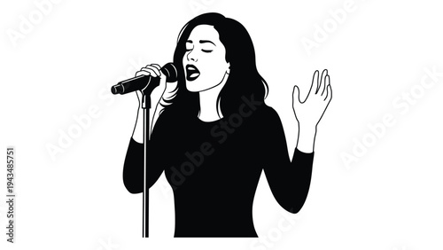 A woman singing into a microphone