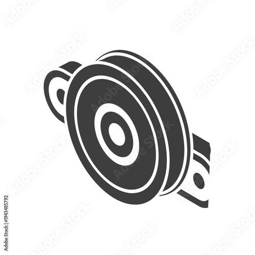 Isometric icon of a flexible fabric measuring tape, partially unrolled, in a black and white design.