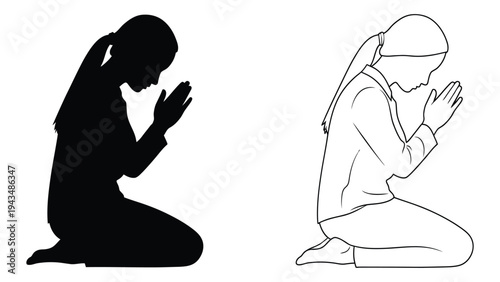 A woman is praying with her hands together