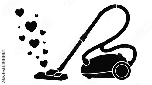 A vacuum cleaner with hearts coming out