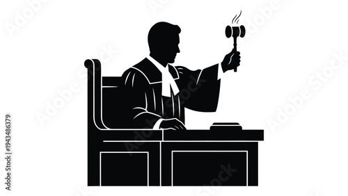 Judge banging gavel in court